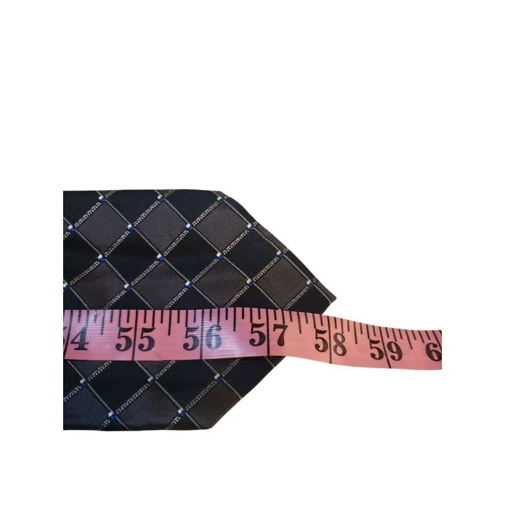 Calvin Klein Mens Tie Necktie‎ Designer Luxury Black Gray Geometric Businesscore